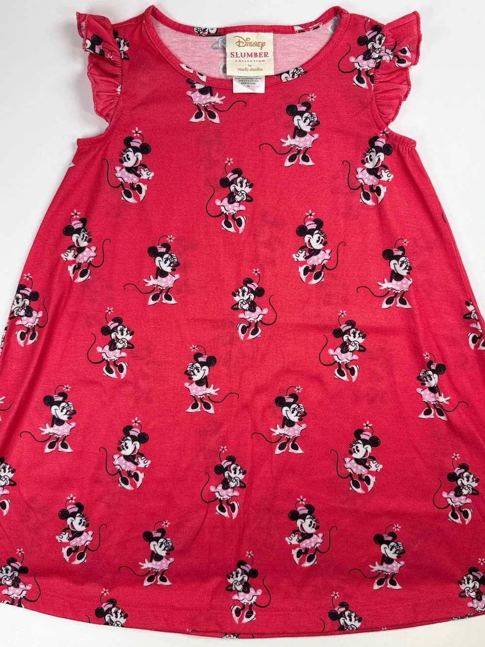 Disney Slumber Collection x Munki Munki Girls' Minnie Mouse Red Pajama Dress